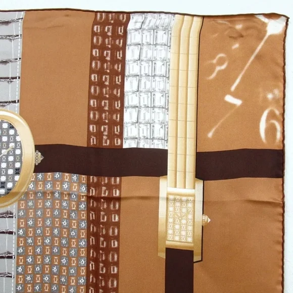 Auth Carter Watch/Clock Silk Scarf